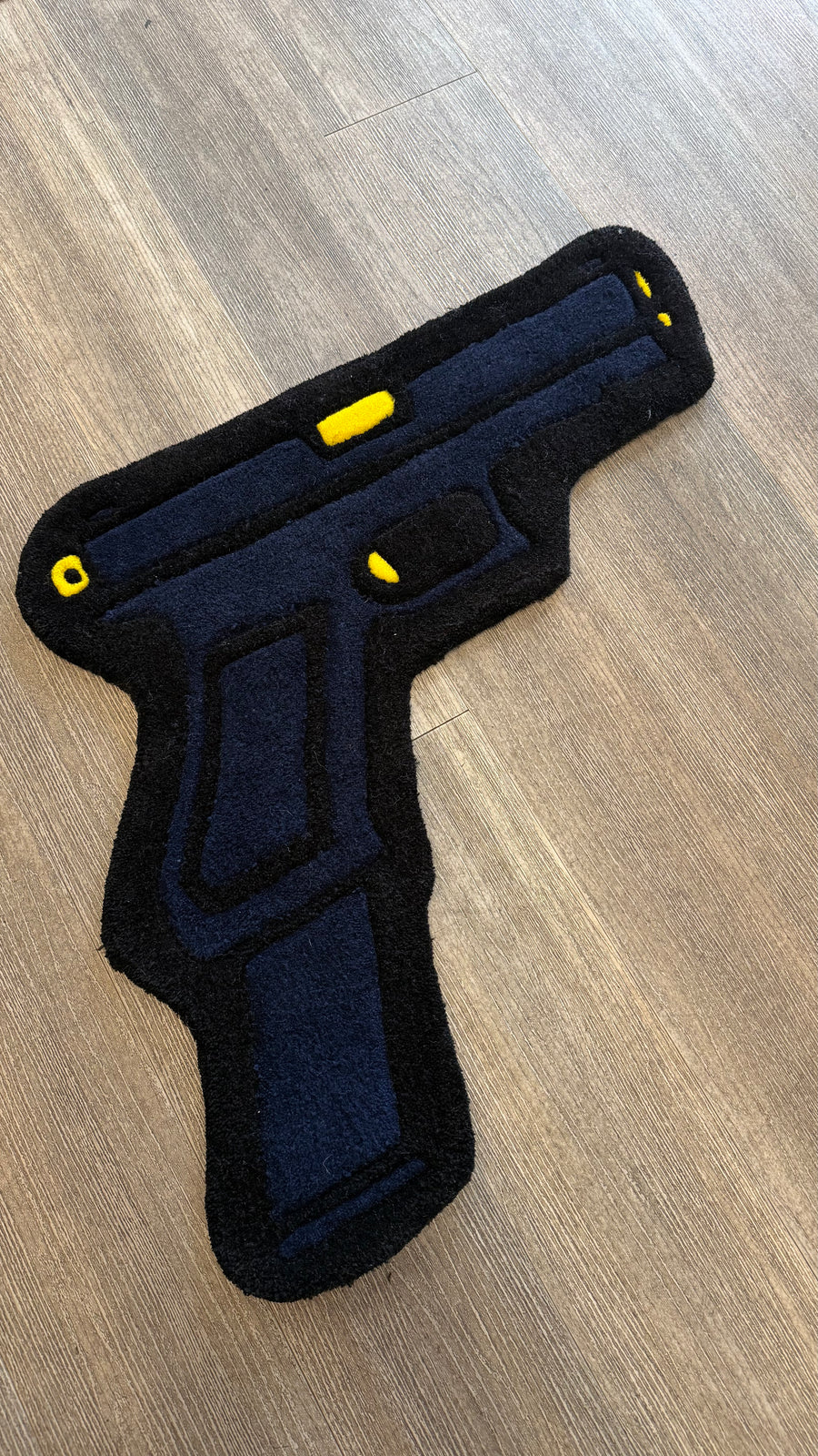 Blue pistol, hand-tufted rug by RugsbyDJ